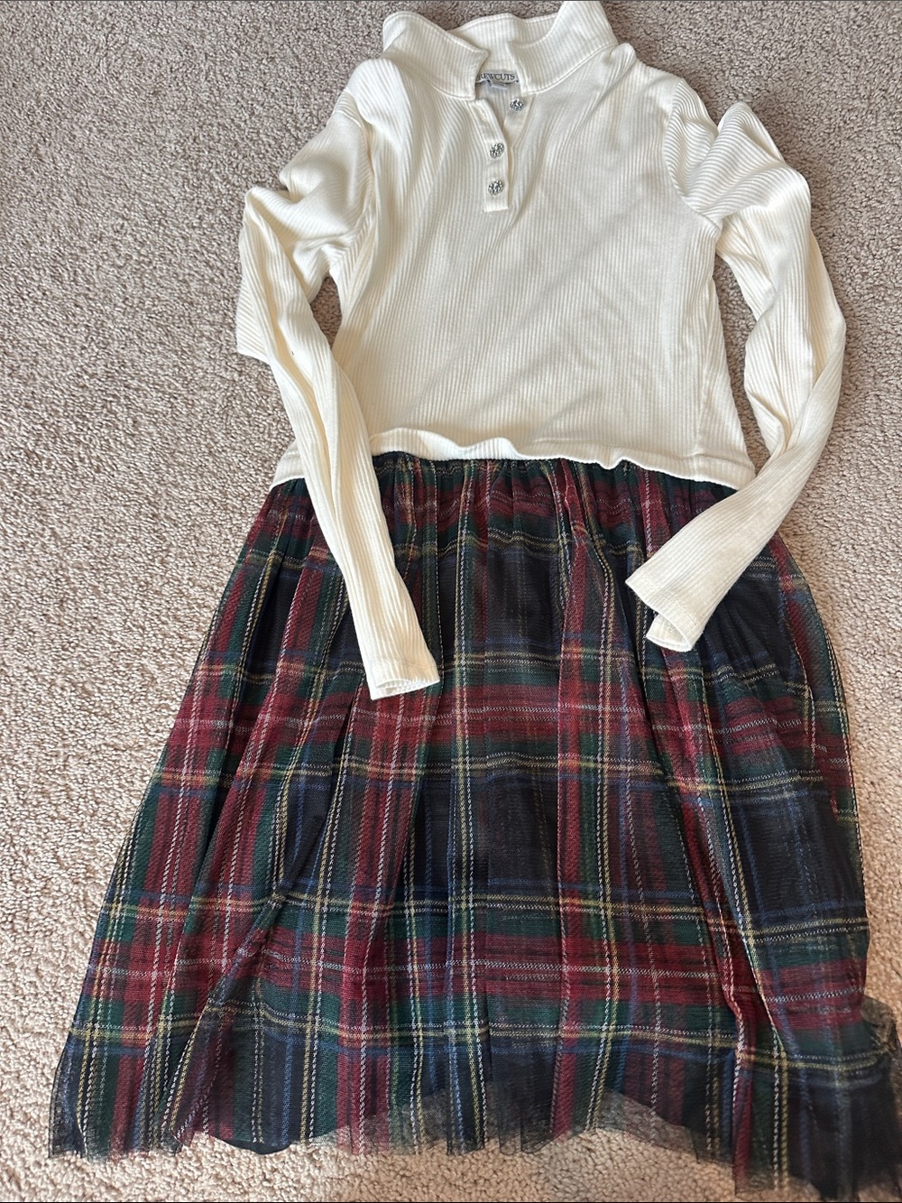 Crewcuts Red, Green & Navy Plaid Midi Skirt